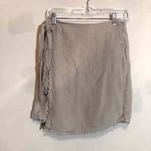 Anthro Linen Wrap Skirt with Side Tie & Raw Hem